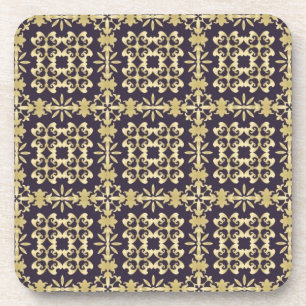 Art vintage damask pattern, golden coaster