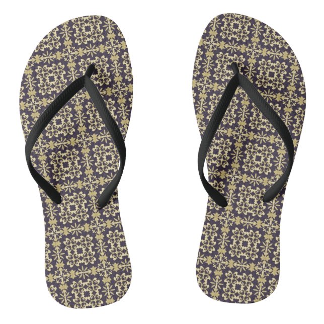 Art vintage damask pattern, golden jandals (Footbed)