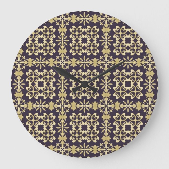 Art vintage damask pattern, golden large clock (Front)