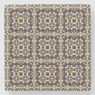 Art vintage damask pattern, golden stone coaster