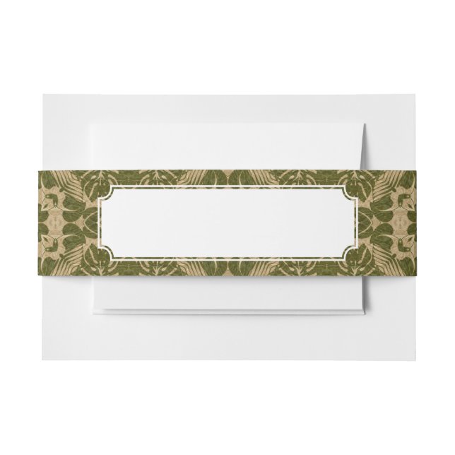 Art vintage damask pattern invitation belly band (Front Example)