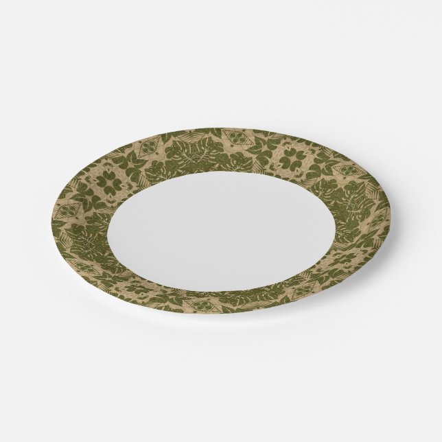 Art vintage damask pattern paper plate (Angled)
