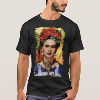 art vintage Frida kahlo art flower gift for fans E T-Shirt
