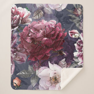 art vintage pencil floral colorful seamless patter sherpa blanket