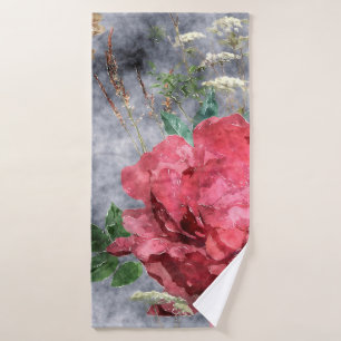 art vintage watercolor colorful floral seamless pa bath towel