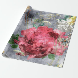art vintage watercolor colorful floral seamless pa wrapping paper