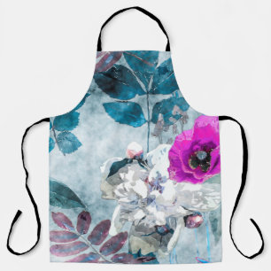 art vintage watercolor colourful floral seamless p apron