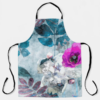art vintage watercolor colourful floral seamless p apron
