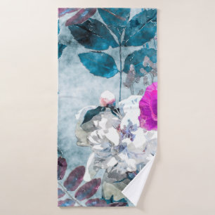 art vintage watercolor colourful floral seamless p bath towel