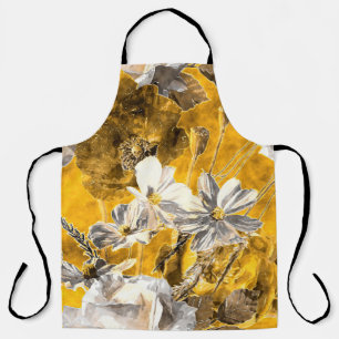 art vintage watercolor monochrome floral seamless  apron
