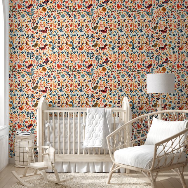 Art Wallpaper | Tribal Folk Pattern Wall Mural (Kids)