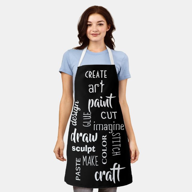 Art Words Black and White Apron (Worn)