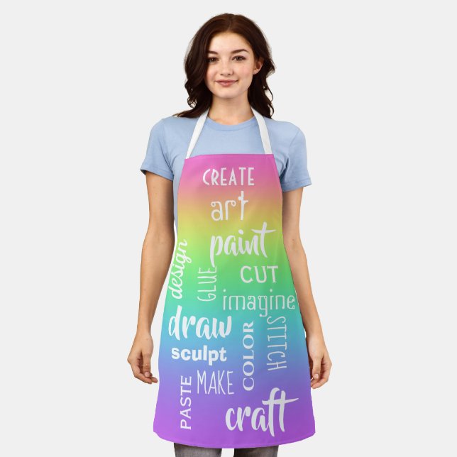 Art Words Rainbow Gradient Apron (Worn)