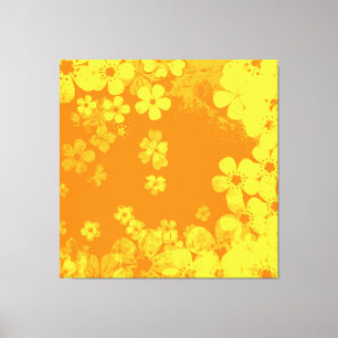 Art yellow and orange floral pattern canvas print