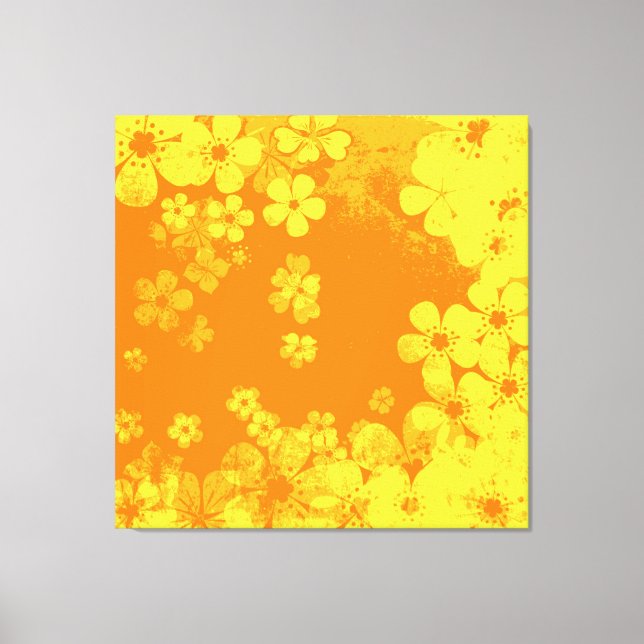 Art yellow and orange floral pattern canvas print (Front)