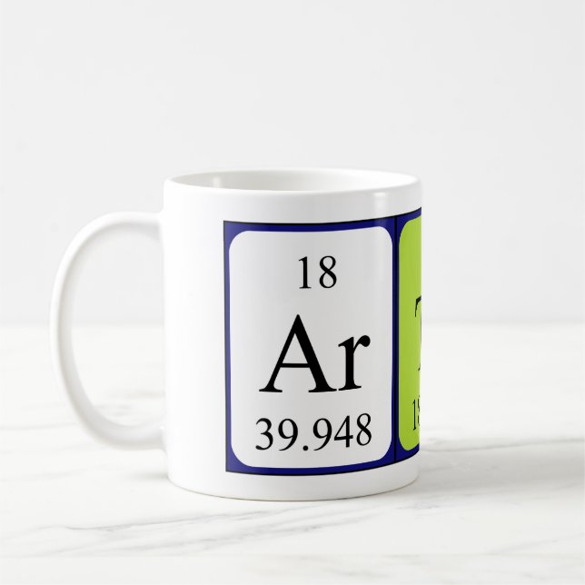Artan periodic table name mug (Left)