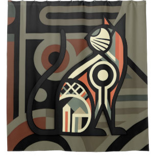 ArtDeco Cat Shower Curtain