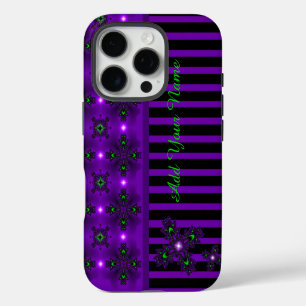Artdeco Flowers in Retro Style , Add Your Name iPhone 16 Pro Case