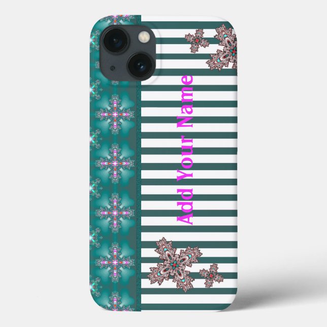 Artdeco Flowers in Retro Style , Add Your Name Case-Mate iPhone Case (Back)