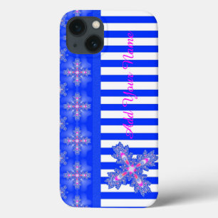 Artdeco Flowers in Retro Style , Add Your Name iPhone 13 Case