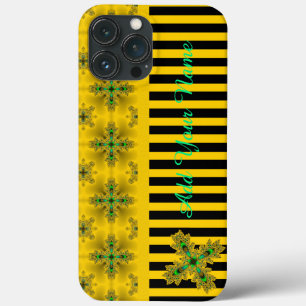Artdeco Flowers in Retro Style , Add Your Name iPhone 13 Pro Max Case
