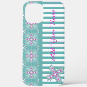 Artdeco Flowers in Retro Style , Add Your Name iPhone 12 Pro Max Case