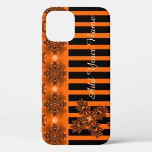 Artdeco Flowers in Retro Style , Add Your Name iPhone 12 Pro Case