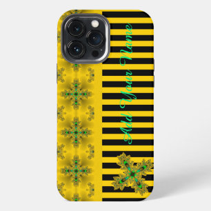 Artdeco Flowers in Retro Style , Add Your Name iPhone 13 Pro Max Case