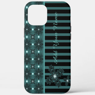 Artdeco Flowers in Retro Style , Add Your Name iPhone 12 Pro Max Case