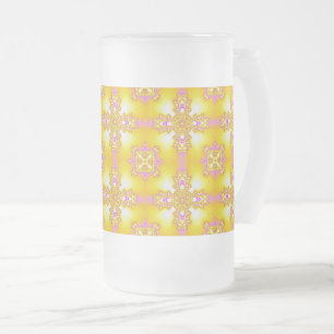 Artdeco Flowers in Retro Style Frosted Glass Beer Mug