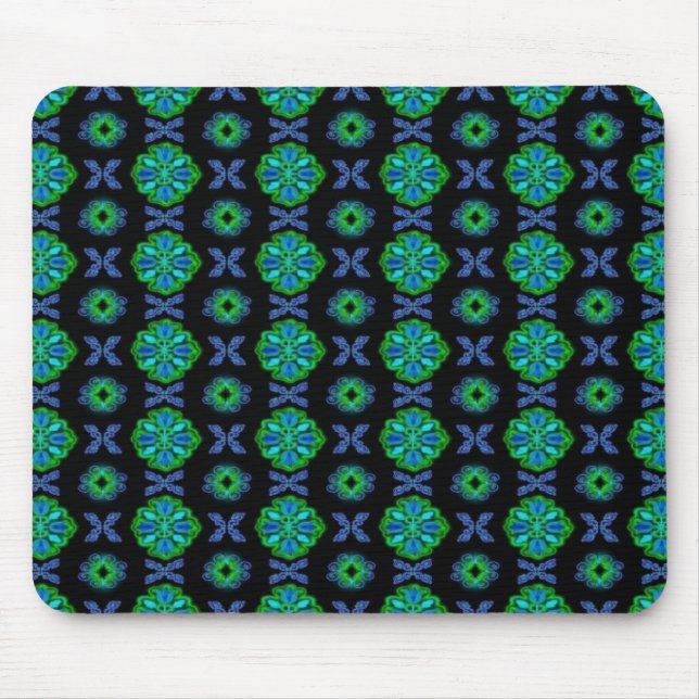 Artdeco Flowers in Retro Style Mouse Pad (Front)