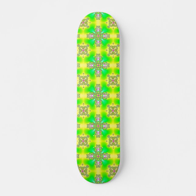 Artdeco Flowers in Retro Style Skateboard (Front)