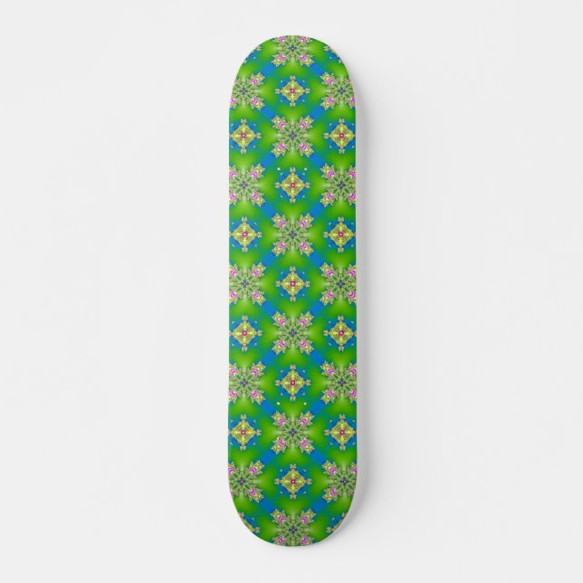 Artdeco Flowers in Retro Style Skateboard (Front)
