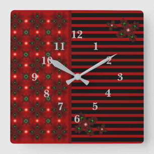 Artdeco Flowers in Retro Style Square Wall Clock