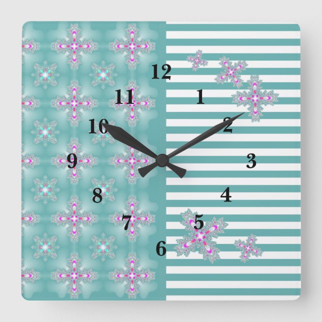 Artdeco Flowers in Retro Style Square Wall Clock (Front)