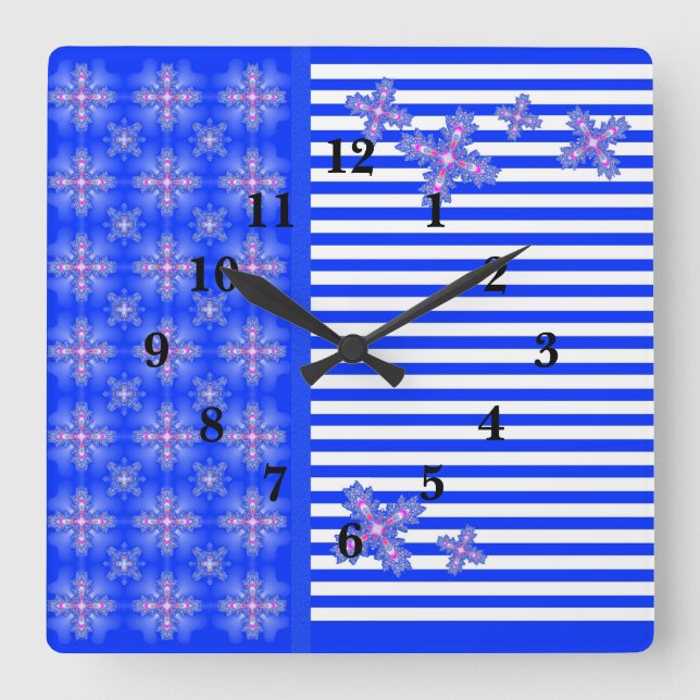 Artdeco Flowers in Retro Style Square Wall Clock (Front)