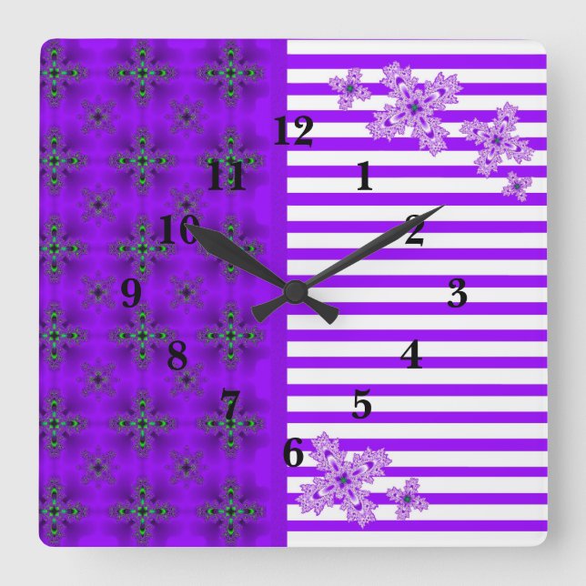 Artdeco Flowers in Retro Style Square Wall Clock (Front)