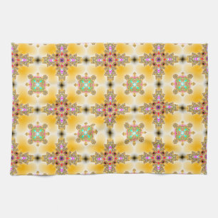 Artdeco Flowers in Retro Style Tea Towel