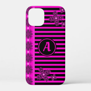 Artdeco Flowers in Retro Style with monogram iPhone 12 Mini Case