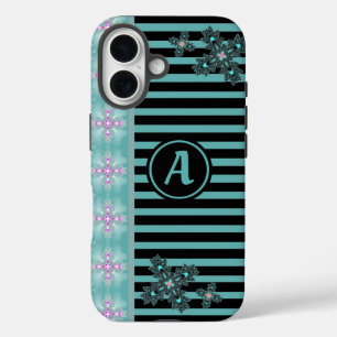 Artdeco Flowers in Retro Style with monogram iPhone 16 Case