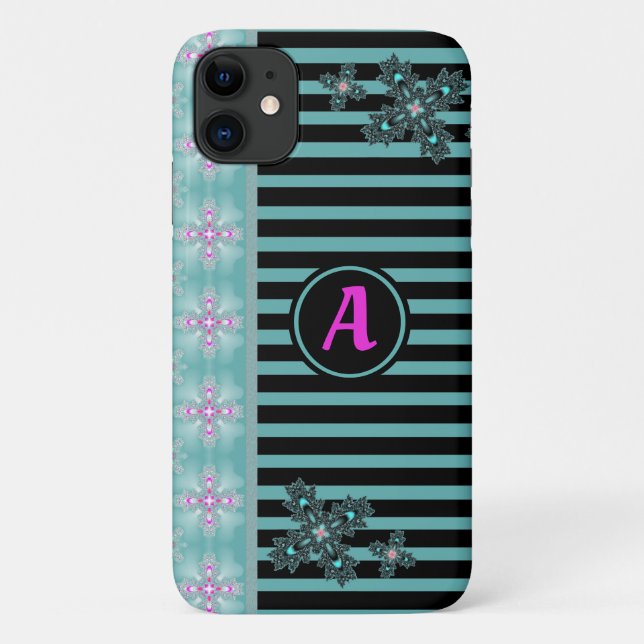 Artdeco Flowers in Retro Style with monogram Case-Mate iPhone Case (Back)