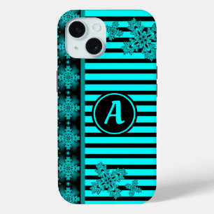 Artdeco Flowers in Retro Style with monogram iPhone 15 Case