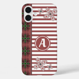 Artdeco Flowers in Retro Style with monogram iPhone 16 Plus Case