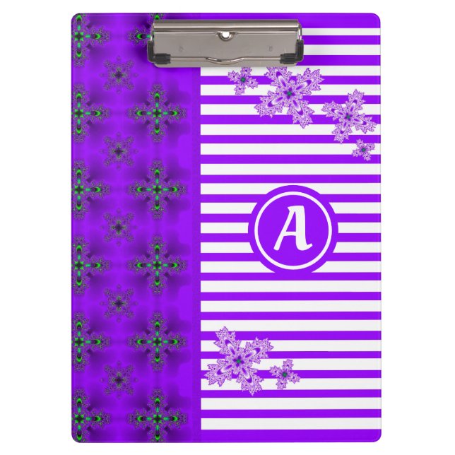 Artdeco Flowers in Retro Style with monogram Clipboard (Front)