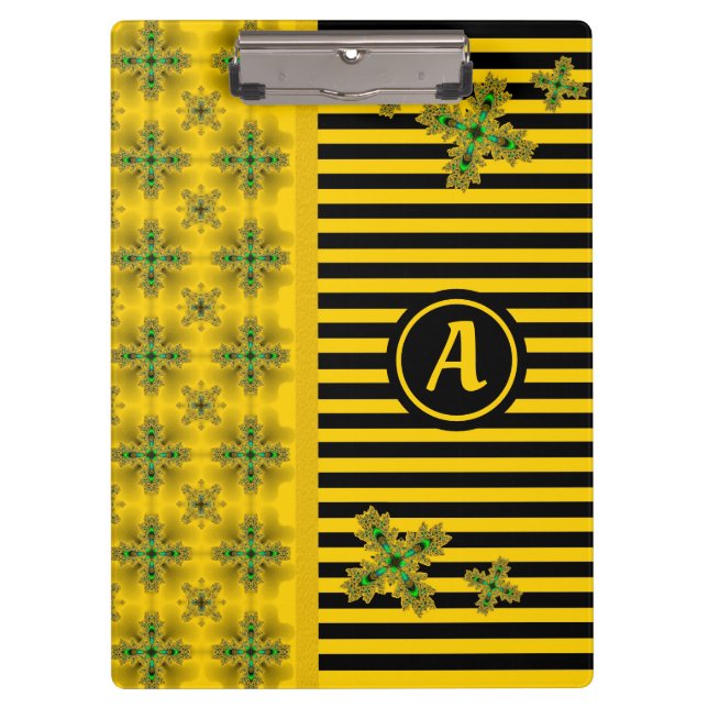 Artdeco Flowers in Retro Style with monogram Clipboard (Front)