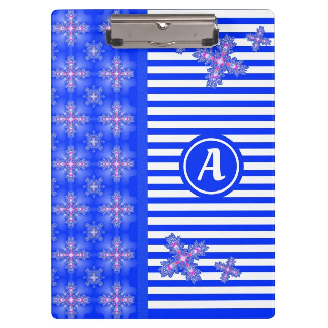 Artdeco Flowers in Retro Style with monogram Clipboard (Front)