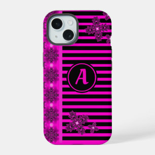 Artdeco Flowers in Retro Style with monogram iPhone 15 Case