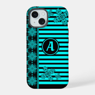 Artdeco Flowers in Retro Style with monogram iPhone 15 Case