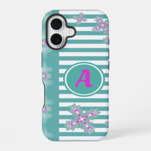 Artdeco Flowers in Retro Style with monogram iPhone 16 Case