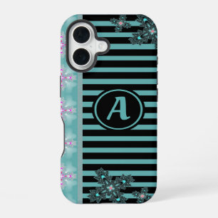 Artdeco Flowers in Retro Style with monogram iPhone 16 Case